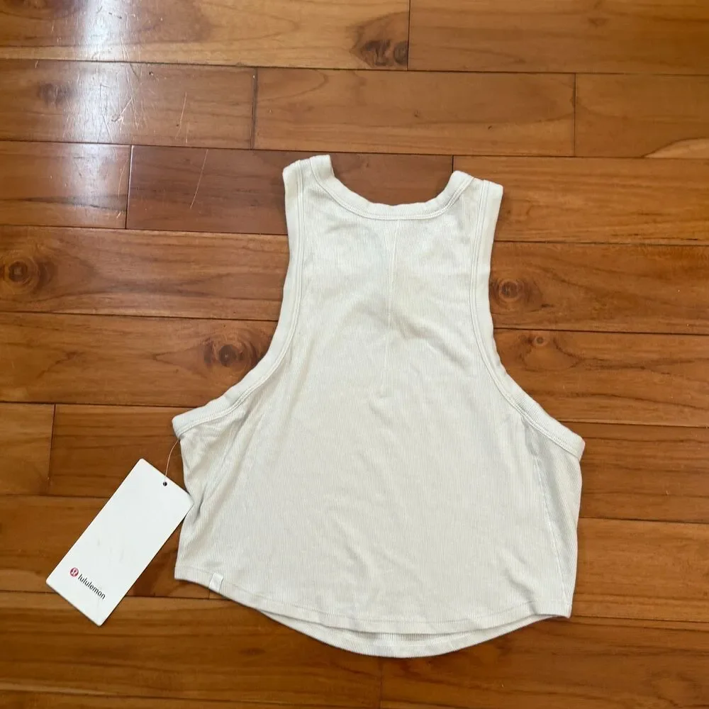 Women Lululemon Hold Tight Cropped Tank Top Bone Size 8 Athleisure Activewear